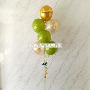 ลูกโป่ง แสดงความยินดี ช่อลูกโป่ง 7 ลูก 1 ช่อ พร้อมตกแต่ง ลูกโป่งใส ใส่กลิตเตอร์ สามารถเปลี่ยนสีลูกโป่ง/เปลี่ยนข้อความได้