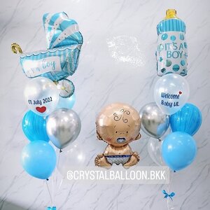 ลูกโป่ง Welcome Baby Boy ช่อลูกโป่งฟอยล์รถเข็นฟ้า ช่อ 7 ลูก 1 ช่อ พร้อม ฟอยล์เด็กทารก 1 ชิ้น พร้อมตกแต่ง ช่อลูกโป่งฟอยล์ขวดนม ช่อ 7 ลูก 1 ช่อ,ลูกโป่งลายหิน USA 2 ลูก สามารถเปลี่ยนสีลูกโป่ง/เปลี่ยนข้อความ/เปลี่ยนสี-ฟอยล์ตกแต่งได้