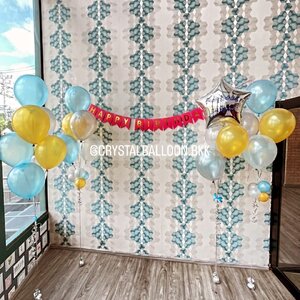 ลูกโป่ง วันเกิด ช่อลูกโป่งฟอยล์ดาว ขนาด 24" 1 ช่อ พร้อม ป้ายธง Happy Birthday พร้อม ช่อลูกโป่ง ช่อ 5 ลูก 2 ช่อ,ช่อลูกโป่ง ช่อ 7 ลูก 1 ช่อ พร้อมตกเเต่ง สามารถเปลี่ยนสีลูกโป่ง/เปลี่ยนข้อความ/เปลี่ยนสี-ป้ายธง/เปลี่ยนสี-ฟอยล์ตกแต่งได้