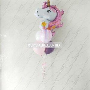 ลูกโป่ง วันเกิดเด็ก ช่อลูกโป่งฟอยล์ Unicorn ช่อ 5 ลูก 1 ช่อ พร้อม ลูกโป่งลายหิน USA 1 ลูก พร้อมตกแต่ง สามารถเปลี่ยนสีลูกโป่ง/เปลี่ยนสี-ฟอยล์ตกแต่งได้