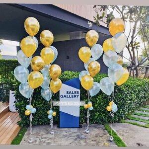 ช่อลูกโป่ง เปิดงาน ช่อลูกโป่ง 8 ลูก 4 ช่อ Theme ทอง พร้อมตกแต่ง สามารถเปลี่ยนสีลูกโป่งได้