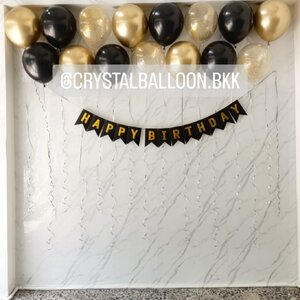 ลูกโป่ง วันเกิด ลูกโป่งลอยฝ้า 15 ลูก พร้อมตกแต่ง ป้ายธง Happy Birthday สามารถเปลี่ยนสีลูกโป่ง/เปลี่ยนข้อความ/เปลี่ยนสี-ป้ายธงได้