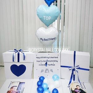 Happy Birthday Surprise Box กล่องเซอร์ไพรส์วันเกิด ฟอยล์หัวใจ ขนาด 18" 3 ชิ้น พร้อมตกแต่ง สามารถใส่รูปได้ 2 ใบ สามารถเปลี่ยนสี-ฟอยล์ตกแต่ง/เปลี่ยนสีข้อความได้