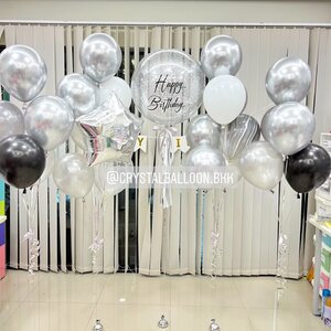 ลูกโป่ง วันเกิด Bubble ขนาด 24" Theme สีเงิน พร้อม ป้ายธง Happy Birthday พร้อม ช่อลูกโป่ง 4 ช่อ,ลูกโป่งลายหิน USA พร้อมตกเเต่ง สามารถเปลี่ยนสีลูกโป่ง/เปลี่ยยนข้อความ/เปลี่ยนขนาดได้