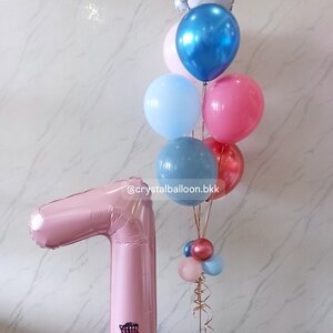 ลูกโป่ง วันเกิดเด็ก ช่อลูกโป่งฟอยล์Sanrio ช่อ 7 ลูก 1 ช่อ พร้อม ฟอยล์ตัวเลข ขนาด 40" ตั้งฐาน 1 ชิ้น Theme ชมพู - ฟ้า พร้อมตกแต่ง สามารถเปลี่ยนสีลูกโป่ง/เปลี่ยนข้อความ/เปลี่ยนสี-ฟอยล์ตัวเลข/เปลี่ยนฟอยล์ตกแต่งได้