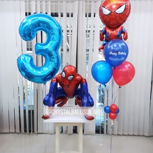 ลูกโป่ง วันเกิดเด็กชาย Theme Spider Man 4D พร้อม ช่อลูกโป่ง Spider Man 1 ช่อ พร้อม ฟอยล์ตัวเลข ขนาด 40" 1 ตัว พร้อมตกเเต่ง สามารถเปลี่ยนสีลูกโป่ง/เปลี่ยนข้อความ/เปลี่ยน Theme ได้