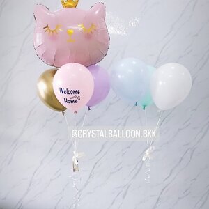 ลูกโป่ง Welcome Home Theme แมว สีชมพู ใหญ่ 1 ชิ้น พร้อม ลูกโป่ง 3 ลูก พร้อมตกแต่ง ช่อลูกโป่ง 3 ลูก สามารถเปลี่ยนสีลูกโป่ง/เปลี่ยนข้อความ/เปลี่ยนฟอยล์ตกแต่งได้