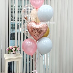 ลูกโป่ง วันเกิด โทนสี พาสเทล พร้อม ฟอยล์หัวใจ ขนาด 18" 1 ชิ้น,ลูกโป่งใส ใส่ Confetti พร้อมตกเเต่ง สามารถเปลี่ยนสีลูกโป่ง/เปลี่ยนข้อความ/เปลี่ยนสี-ฟอยล์ตกแต่งได้