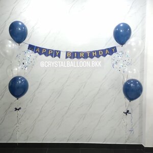 ลูกโป่ง วันเกิด ช่อลูกโป่ง ช่อ 5 ลูก 2 ช่อ พร้อม ป้ายธง Happy Birthday 1 ชิ้น พร้อมตกเเต่ง สามมารถเปลี่ยนสีลูกโป่ง/เปลี่ยนสี-ป้ายธงได้