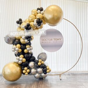 Organic Backdrop เปิดร้าน โครงกลม ขนาด 2x2 เมตร พร้อม ป้ายวงกลม ขนาด 80 ซม. 1 ชิ้น พร้อมตกแต่ง สามารถเปลี่ยนสีลูกโป่ง/เปลี่ยนข้อความได้