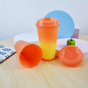 แก้วพลาสติกเปลี่ยนสี Recycle ฝายกดื่ม 16 fl oz /473 ml (น้ำเย็น/น้ำร้อน)