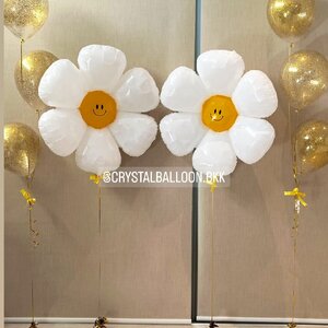 ลูกโป่ง Welcome Baby Theme ฟอยล์ดอกเดซี่ 2 ดอก พร้อมตกแต่ง ช่อลูกโป่ง 3 ลูก 2 ช่อ สามารถเปลี่ยนสีลูกโป่ง/เปลี่ยนข้อความ/เปลี่ยนฟอยล์ตกแต่งได้