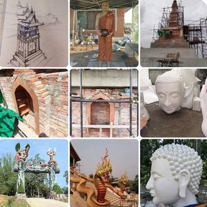 งานก่อสร้างวัด โทร 061-1476494 ซ่อมแซมวัด หลังคาพระอุโบสถ ประตูโขง หอระฆัง เมรุเผาศพ ศาลาการเปรียญ