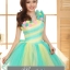 พร้อมส่ง ชุดแฟนซี ชุดราตรีสั้น ลายทาง สีลูกกวาด แต่งดอกไม้ เขียวเหลือง