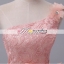 พร้อมเช่า ชุดราตรีสั้น สีโอโรส ไหล่เฉียง แต่งลูกไม้ กระโปรงหน้าสั้นหลังยาว ชุดเพื่อนเจ้าสาว Pink-004C