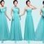 พร้อมเช่า ชุดราตรียาว ชุดเพื่อนเจ้าสาว สีฟ้ามิ้นต์ แบบ A ไหล่เดียว แต่งระบายด้านหน้า