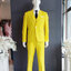 พร้อมเช่า ชุดสูทชาย สีเหลือง Bright Yellow 3-piece Suit พร้อมเสื้อกั๊ก