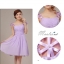 พร้อมส่ง ชุดราตรีสั้น สีครีม จับเดรปอกรูปหัวใจ ไหล่แต่งดอกไม้ 3 มิติสวยหวาน
