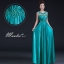 พร้อมเช่า ชุดราตรียาว แขนกุด สีเขียวน้ำทะเล เนื้อผ้ามันใส่สบาย แต่งมุกปักเลื่อมสวยหรูทั้งอกและเอว