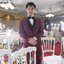 พร้อมเช่า ชุดสูททักซิโด้ สีเบอร์กันดี ปกกล้วย Tuxedo Suit with Shawl Collars (พร้อมเสื้อกั๊ก)