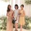 พร้อมเช่า ชุดราตรียาว แขนกุด สี Rose Gold แต่งเลื่อมทั้งตัว จับจีบช่วงเอว สวยหรู (ซิปหลัง)