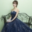 พร้อมเช่า ชุดแฟนซี ชุดราตรี เกาะอก สีNAVY BLUE กลิตเตอร์ทั้งตัว ลายอวกาศ