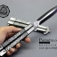 มีดบาลีซอง Balisong มีดควง มีดปีกผีเสื้อ ลายเส้นคู่ ดำตัดเงิน BLA026