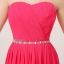 พร้อมส่ง ชุดราตรีสั้น เกาะอก หน้าสั้นหลังยาว สีชมพู Hot Pink อัดพลีตหน้าอก คาดเอวคริสตัล