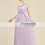 พร้อมเช่า ชุดราตรียาว ไหล่เดียว สีม่วง Lavender จับเดรปหน้าอก แต่งดอกไม้ตลอดช่วงอกและเอว