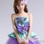 พร้อมเช่า ชุดแฟนซี ชุดราตรียาว เกาะอก Two tone สีม่วง เขียวมิ้นต์ แต่งลูกไม้