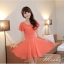 พร้อมส่ง ชุดออกงาน ชุดเดรสชีฟอง Slim Design สีแสด (เหลือเฉพาะไซส์ L,XL,XXL)