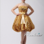 พร้อมเช่า ชุดราตรีสั้น เกาะอก สีทอง Glitter กระโปรงทรง Balloon