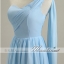 พร้อมเช่า ชุดราตรีสั้น สีฟ้าอ่อน ชุดเพื่อนเจ้าสาว Blue-001D