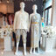 เช่า ชุดไทย ชุดเพื่อนเจ้าสาว ชุดไทยผ้าถุงสีเทาทอง สไบสีขาว off-white