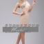 พร้อมเช่า ชุดราตรีสั้น สีครีมไข่ เข้ารูป ไหล่เดียว ปักเลื่อมตัว V แต่งระบายไหล่