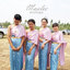 เช่า ชุดไทย ชุดเพื่อนเจ้าสาว ชุดไทยผ้าถุงสีฟ้าเทาเงิน สไบเรียบสีกลีบบัว