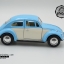 โมเดลรถเหล็กรถเต่า Volkswagen 1967 อัตราส่วน 1:32 สีฟ้าอ่อน ประตูขาว