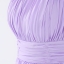 พร้อมส่ง ชุดราตรีสั้น เกาะอก ไหล่เดียว สีม่วง Lavender แต่งดอกไม้ช่วงไหล่