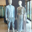 พร้อมเช่า ชุดแต่งงานไทยประยุกต์ ชุดหมั้นไทย สีเทาฟ้า เสื้อสูทไทย
