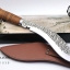 มีดใบตาย มีดเดินป่าทรงกรูข่าลายค้อนตี Kukri ขนาด 14 นิ้ว ด้ามไม้พร้อมปลอกซองหนัง
