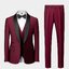 พร้อมเช่า ชุดสูททักซิโด้ สีเบอร์กันดี ปกกล้วย Tuxedo Suit with Shawl Collars (พร้อมเสื้อกั๊ก)