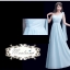 พร้อมเช่า ชุดราตรียาว สีฟ้า ชุดเพื่อนเจ้าสาว Blue-003D ไหล่เดียวผ้าชีฟอง อกจับจีบ เพิ่มดอกตรงไหล่ ทิ้งชายด้านหลัง