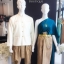 เช่า ชุดไทย ชุดเพื่อนเจ้าสาว ชุดไทยผ้าถุงสีทอง สไบเรียบ สีน้ำทะเล