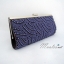 พร้อมส่ง Evening Clutch กระเป๋าออกงาน สีม่วง ปักมุกลายโค้ง งานสวยละเอียด