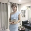 พร้อมส่ง ชุดออกงาน ไหล่เดียว แต่งระบาย สีฟ้า ใส่ได้ทั้งงานเช้า งานเย็น