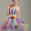 พร้อมเช่า ชุดแฟนซี เกาะอก ชุดราตรีสั้น สายรุ้ง Rainbow น่ารักมากมาย กระโปรงสีสวย