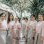 เช่า ชุดไทย ชุดเพื่อนเจ้าสาว ชุดไทยผ้าถุงสีเทาชาเงิน สไบสีชมพูนู๊ด