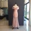 พร้อมเช่า ชุดราตรียาว สีโรสโกลด์ สายเดี่ยวปาดไหล่ ระบายผ้าแก้ว
