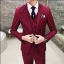 พร้อมเช่า ชุดสูทชาย สีไวน์แดง เข้ารูป พร้อมเสื้อกั๊ก