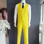 พร้อมเช่า ชุดสูทชาย สีเหลือง Bright Yellow 3-piece Suit พร้อมเสื้อกั๊ก